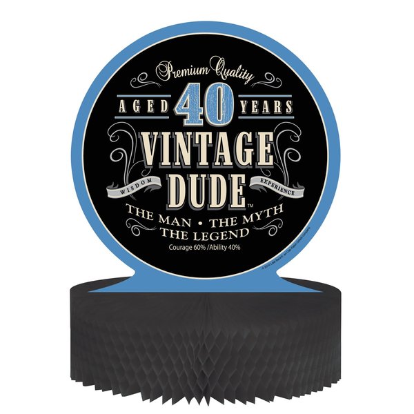 Creative Converting Vintage Dude 40th Birthday Centerpiece, 12", 6PK 264067